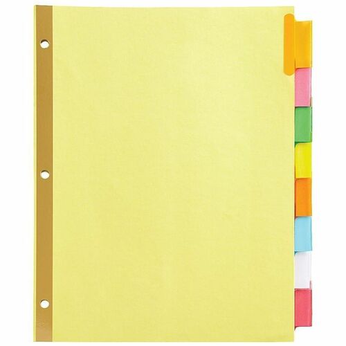 Office Depot® Brand Insertable Dividers With Big Tabs, Buff, Assorted Colors, 8-Tab - 8 Tab(s) - 3 Hole Punched - Assorted Plastic Tab(s) - 20% Recycled - 1