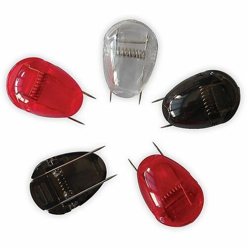 Office Depot® Brand Cubicle Clips, Assorted Colors, Pack Of 5 - 1.25" Shank - for Pictures, Notes, Memo, Fabric Panel, Corkboard - Black, Red, Clear Translucent - 5 / Pack