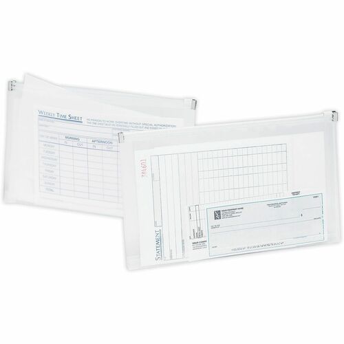 Office Depot® Brand Transparent Zipper Envelopes, Check Size, 10.79" x 6.69" x 1.26" , Clear, Pack Of 3 - - Capacity1 1/4" Expansion - 1 Pocket(s) - Top Tab Location - Full Length Tab Position - Plastic - Clear - 0% Recycled - 3 Pack
