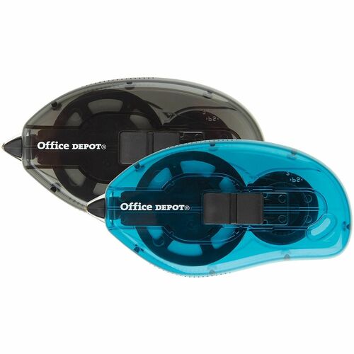 Office Depot® Brand Correction Tape Slides, 18 mm, White, Pack Of 2 - Ergonomic, Retractable, Flexible, Smooth, Mini-Roller Head, Release Mechanism, Non-refillable - 2 / Pack - White