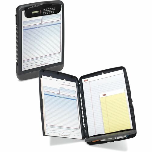 Office Depot® Brand Form Holder Storage Clipboard Box With Calculator, 10" x 14-1/2" , Charcoal - 8 1/2" x 11" Sheet Size - Flat - Plastic - Charcoal - 1 Each
