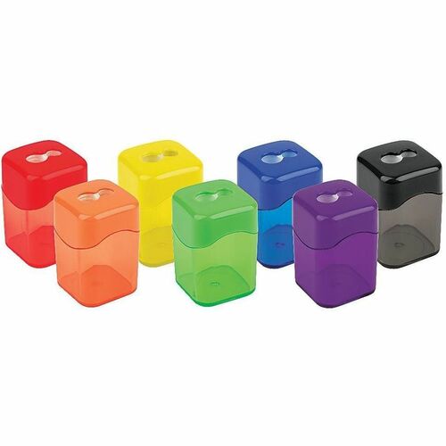 Office Depot® Brand Manual Pencil Sharpener, Assorted Colors - 3.3" Height x 1.6" Width x 1.6" Depth - Plastic - Blue, Yellow, Orange, Red, Pink, Green - 1 Each