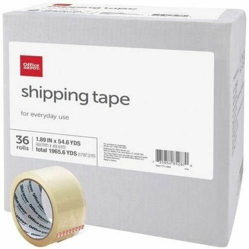 Office Depot Shipping Tape, Multipurpose, 1.89in x 54.6 Yd., Clear, Box