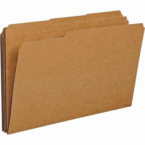 Office Depot® Brand File Folders, 1/3 Cut, Legal Size (8-1/2" x 14"), 3/4" Expansion, Kraft, Box Of 100 - 8 1/2" x 14" - Capacity3/4" Expansion - Top Tab Location - Assorted Tab Position - Kraft - 10% Recycled - 100 Box