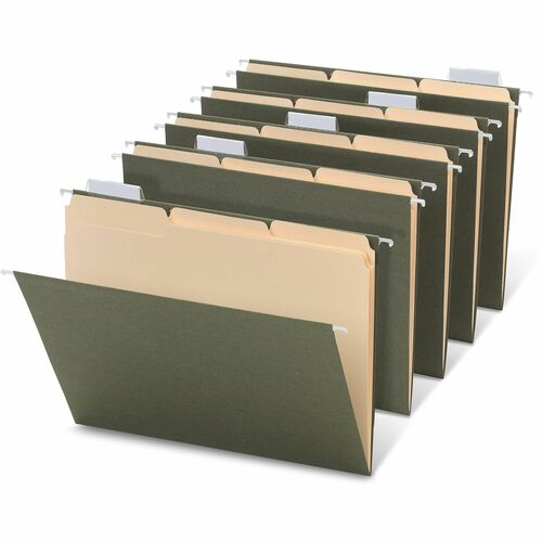 Office Depot® Brand Hanging File Folder/File Folder Combo Kit, Letter Size (8-1/2" x 11"), 3/4" Expansion, 100% Recycled, Green - 8 1/2" x 11" - Capacity3/4" Expansion - Top Tab Location - Top Tab Position - Card Stock - Green - 100% Recycled - 37 Pac