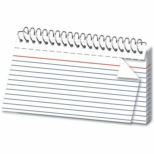 Office Depot® Brand Spiral Ruled Index Cards, 3" x 5" , White, Pack Of 50 - 50 x Divider(s) - 3" Width x 5" Length - White Tab(s) - Ruled, Spiral Bound