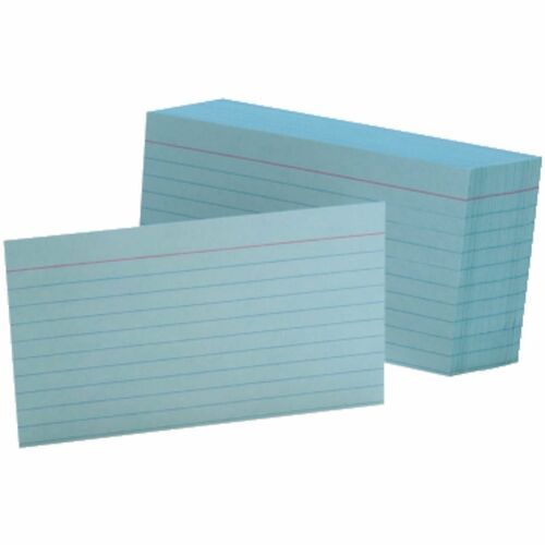 Office Depot® Brand Ruled Index Cards, 3" x 5" , Blue, Pack Of 100 - 100 x Divider(s) - 3" Width x 5" Length - Blue Tab(s) - Ruled