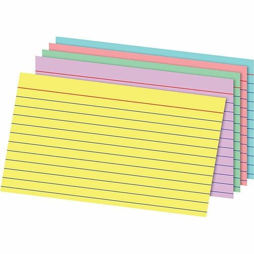 Office Depot® Brand Rainbow Index Cards, Ruled, 5" x 8" , Assorted Colors, Pack Of 100 - 100 x Divider(s) - 5" Width x 8" Length - Blue Tab(s) - Ruled