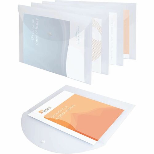 Office Depot® Brand Poly Snap Document Files, Clear, Pack Of 5 - 8 1/2" x 11" - Capacity1" Expansion - 1 Pocket(s) - Top Tab Location - Center Tab Position - Polypropylene - White - 0% Recycled - 5 Pack
