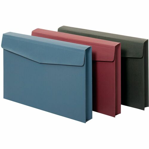 Office Depot® Brand Expanding Envelope, 2" Expansion, Legal Size, Assorted Colors - Top Tab Location - Card Stock - Burgundy, Navy, Black - 1 Each