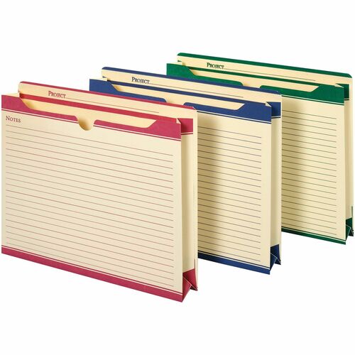 Office Depot® Brand Notes Jackets, 2" Expansion, Letter Size, Assorted Colors, Pack Of 8 Jackets - 8 1/2" x 11" - Capacity2" Expansion - Top Tab Location - Center Tab Position - Paper - Assorted - 10% Recycled - 8 Pack