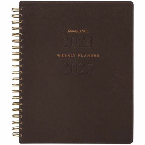 At-A-Glance Signature Collection Weekly/Monthly Planner - Academic/Professional - Julian Dates - Weekly, Monthly - 13 Month - July 2024 - July 2025 - 1 Week, 1 Month Double Page Layout - 8 3/4" x 11" Sheet Size - Brown - Bleed Resistant, Contact Sheet, No