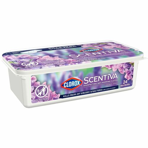 Clorox Scentiva Disinfecting Wet Mopping Cloth Refills - Lavender & Jasmine - 5.9" Width x 11.4" Length - 24 Per Pack - 1Each