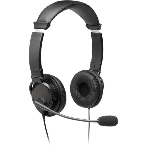 Kensington Hi-Fi Headphones with Mic - Stereo - Mini-phone (3.5mm) - Wired - Over-the-head - Binaural - Circumaural - 6 ft Cable - Noise Cancelling Mi