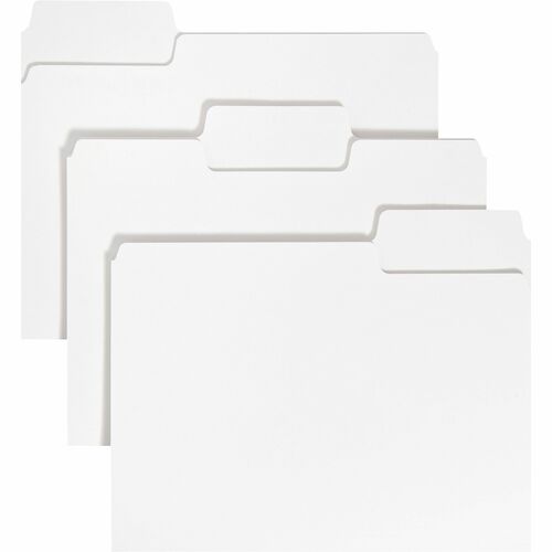 Smead SuperTab 1/3 Tab Cut Letter Recycled Top Tab File Folder - 8 1/2" x 11" - 3/4" Expansion - Assorted Position Tab Position - White - 10% Recycled - 100 / Box