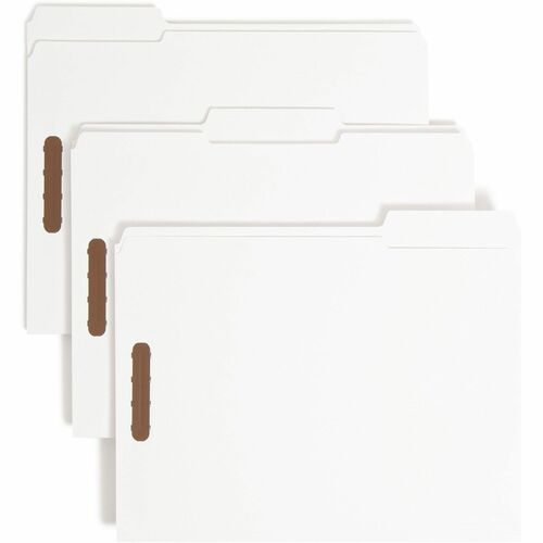Smead 1/3 Tab Cut Letter Recycled Fastener Folder - 8 1/2" x 11" - 3/4" Expansion - 2 x Prong K Style Fastener(s) - 2" Fastener Capacity - Assorted Position Tab Position - White - 10% Recycled - 50 / Box
