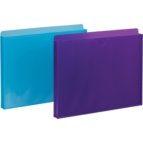 Smead Straight Tab Cut Letter File Jacket - 8 1/2" x 11" - 1" Expansion - Purple, Teal - 2 / Pack