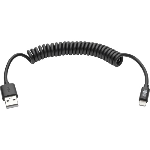 Tripp Lite Lightning Connector USB Coiled Cable - 4 ft Lightning/USB Data Transfer Cable for Desktop Computer, iPhone, iPad, iPod, Notebook, Charger -