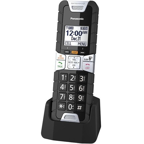Panasonic Extra Panasonic Rugged Handset - Cordless - 1.6" Screen Size - Headset Port - 8.50 Hour Battery Talk Time - Wall Mountable - Black
