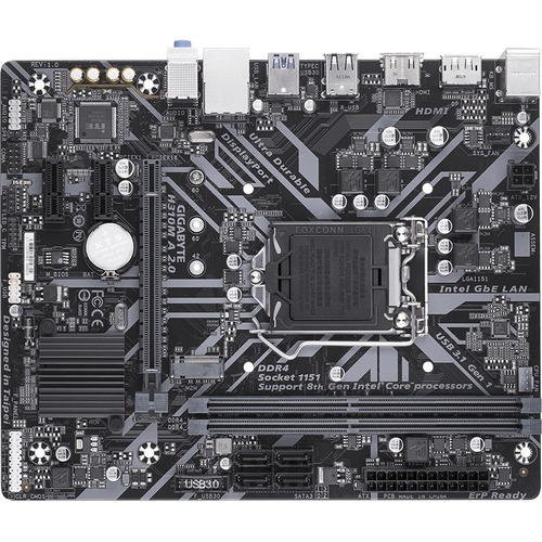 Gigabyte Ultra Durable H310M A 2.0 Desktop Motherboard - Intel H310 Chipset - Socket H4 LGA-1151 - Micro ATX - Core i7 Processor Supported - 32 GB DDR4 SDRAM Maximum RAM - UDIMM, DIMM - 2 x Memory Slots - Gigabit Ethernet - HDMI - DisplayPort - 4 x SATA I