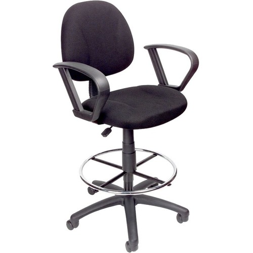 Boss Ergonomic Works B1617-BK Drafting Chair - Black Seat Color - Tweed Seat Material - Black Back Color - Tweed Back Material - Black Frame Color - 5-star Base - Armrest - 1 Each