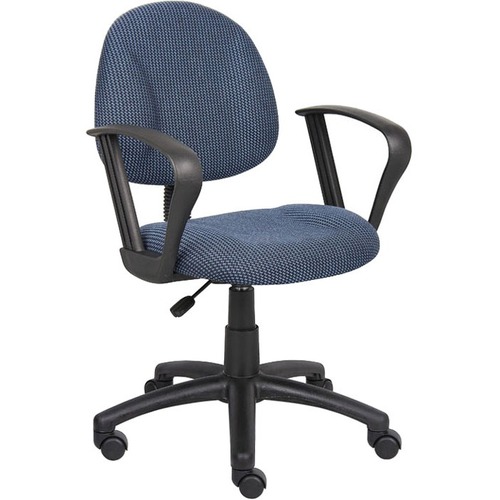Boss Perfect Posture Deluxe Office Task Chair with Loop Arms, Blue - Blue Seat Color - Tweed Seat Material - Blue Back Color - Tweed Back Material - Black Frame Color - 5-star Base - Armrest - 1 Each