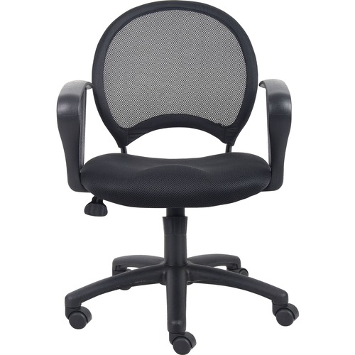 Boss Mesh Chair With Loop Arms - Black Seat Color - Mesh Fabric Seat Material - Black Back Color - Black Frame Color - Metal, Nylon Frame Material - 5-star Base - Armrest - 1 Each