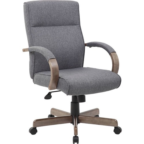 Boss Modern Executive Conference Chair-Grey - Slate Gray Seat Color - Linen Seat Material - Slate Gray Back Color - Linen Back Material - Chrome Frame Color - 5-star Base - Armrest - 1 Each