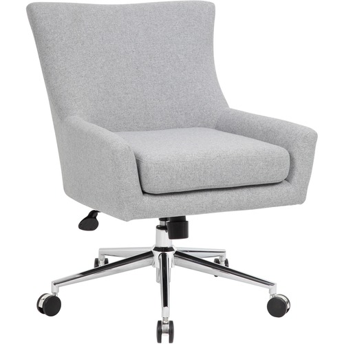 Boss Linen Accent/Desk Chair, Granite - Granite Linen Seat - Granite Linen Back - Chrome Frame - 5-star Base - 18.50" Seat Width x 18.50" Seat Depth -