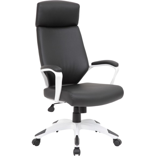 Boss White/Black Gaming Chair - Black Vinyl Seat - Black, White Vinyl Back - White Frame - 5-star Base - 19.50" Seat Width x 21" Seat Depth - 25" Widt