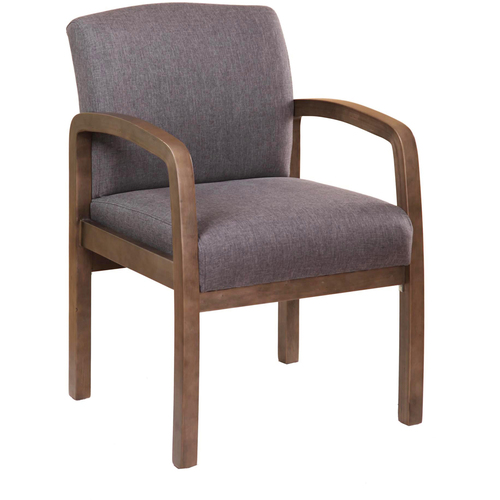 Boss NTR (No Tools Required) Guest Chair - Slate Gray Seat - Slate Gray Back - Driftwood Frame - Four-legged Base - 1 Each