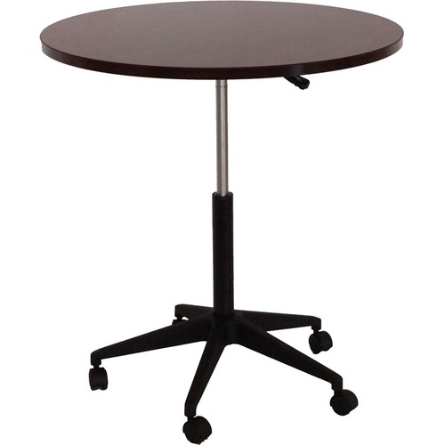 Boss 32" Mobile Round Table, Mahogany - Mahogany Round Top - Mahogany Base - 250 lb Capacity38" Adjustment x 32" Table Top Width x 27" Table Top Depth - 38" Height - Assembly Required - 1 Each