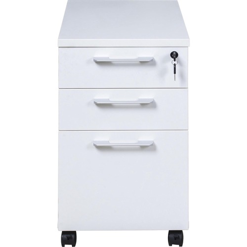 Boss Simple System Mobile Pedestal Box/Box/File, White - 15.8" x 22" x 26.8" - Box Drawer(s), File Drawer(s) - Material: Wood - Finish: White
