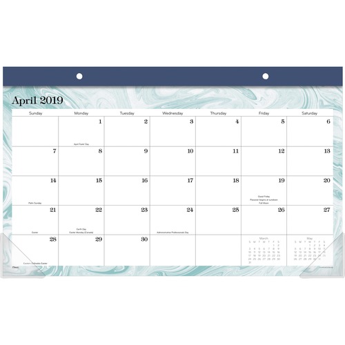 Mead Artisan Academic Monthly Compact Desk Pad - Academic - Julian Dates - Monthly - 1.2 Year - April till June - 1 Month Single Page Layout - 17 3/4"