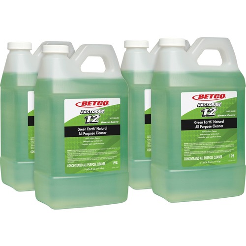 Betco Green Earth Natural All Purpose Cleaner - Concentrate - 67.6 fl oz (2.1 quart) - Clean Scent - Bio-based, Solvent-free, Streak-free, Non-smearing, Versatile - Green - 4 / Carton