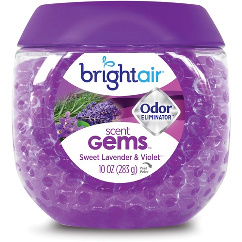 Bright Air Sweet Gems Lavender Odor Eliminator - Gel - 10 oz - Sweet Lavender & Violet - 45 Day - 1 Each - Long Lasting, Phthalate-free, BHT Free, Odo