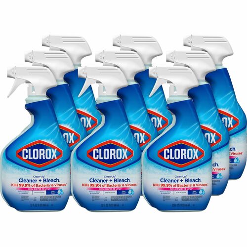 Clorox Clean-Up All Purpose Cleaner with Bleach - For Multipurpose - 32 fl oz (1 quart) - Rain Clean Scent - 9 / Carton - Deodorize, Disinfectant, Easy to Use - Multi