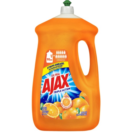 AJAX Triple Action Orange Dish Liquid - 90 fl. oz. Bottles - Liquid - 90 fl oz (2.8 quart) - Citrus Scent - 4 / Carton - Orange