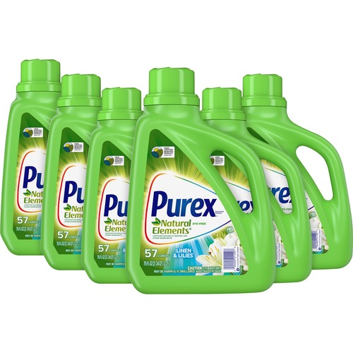 Purex Natural Elements Liquid Detergent - For Clothing - 75 fl oz (2.3 quart) - Linen, Lilies Scent - 6 / Carton - Hypoallergenic, Dye-free, Cleanse, Skin-friendly - Blue