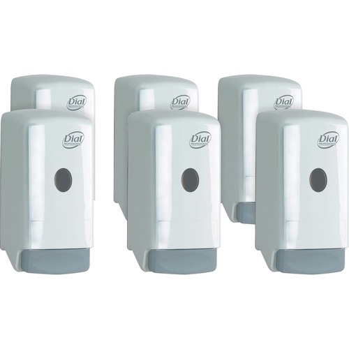 Dial Professional 800ml Liquid Soap Push Dispenser - Manual - 27.05 fl oz Capacity - Durable, Refillable, Long Lasting - White - 6 / Carton