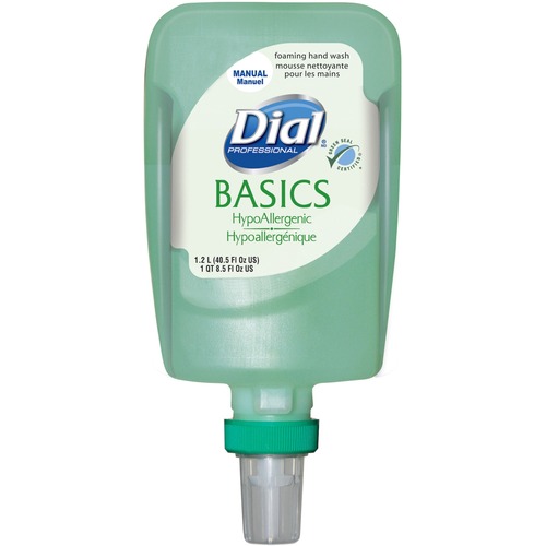 Dial FIT Manual Refill Basics Foam Hand Wash - 40.6 fl oz (1200 mL) - Pump Bottle Dispenser - Kill Germs - Hand - Green - 3 / Carton