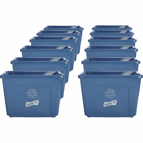 Genuine Joe 14-Gallon Recycling Bin - 14 gal Capacity - Rectangular - Yes - 14.5" Height x 19.5" Width x 15.4" Depth - Plastic - Blue