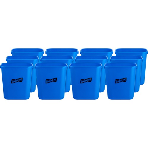 Genuine Joe 28-1/2 Quart Recycle Wastebasket - 7.13 gal Capacity - Rectangular - 15" Height x 14.5" Width x 10.5" Depth - Blue, White - 12 / Carton