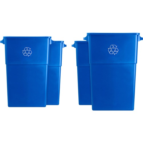 Genuine Joe 23 Gallon Recycling Container - 23 gal Capacity - Rectangular - 30" Height x 22.5" Width x 11" Depth - Blue, White - 4 / Carton