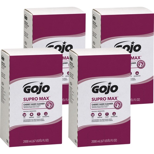 Gojo® Supro Max Hand Cleaner - Cherry ScentFor - 67.6 fl oz (2 L) - Adhesive Remover, Soil Remover - Hand - Tan - 4 / Carton