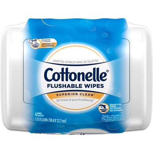 Cottonelle Flushable Wet Wipes - 7.25" x 5" - White - Flushable, Quick Drying, Alcohol-free, Sewer-safe, Septic Safe, Moisturizing - For Home, Office,