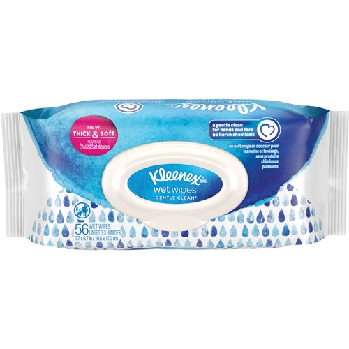 Kleenex Gentle Clean Wet Wipes - 7.70" x 6.70" - White - Alcohol-free, Paraben-free, Phthalate-free, Sulfate-free, Strong, Soft - For Skin, Hand, Face