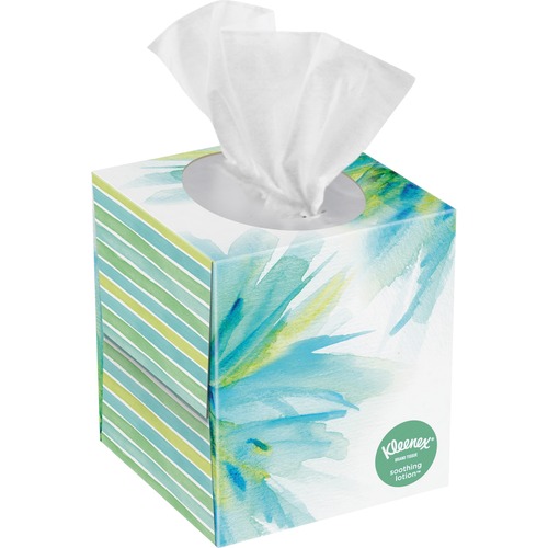 Kleenex Soothing Lotion Tissues - 3 Ply - 8.2" x 8.4" - White - Soft - For Home, Office, School - 65 Per Box