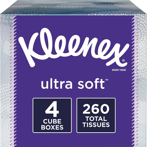 Kleenex Ultra Soft Tissues - 3 Ply - 8.20" x 8.40" - White - Soft, Strong - For Home, Office, School - 65 Per Box - 4 / Pack