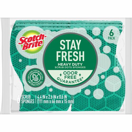 Scotch-Brite Scrub Dots Heavy-duty Scrub Sponge - 2.5" Height x 6.2" Width x 4.7" Depth - 24/Carton - Green